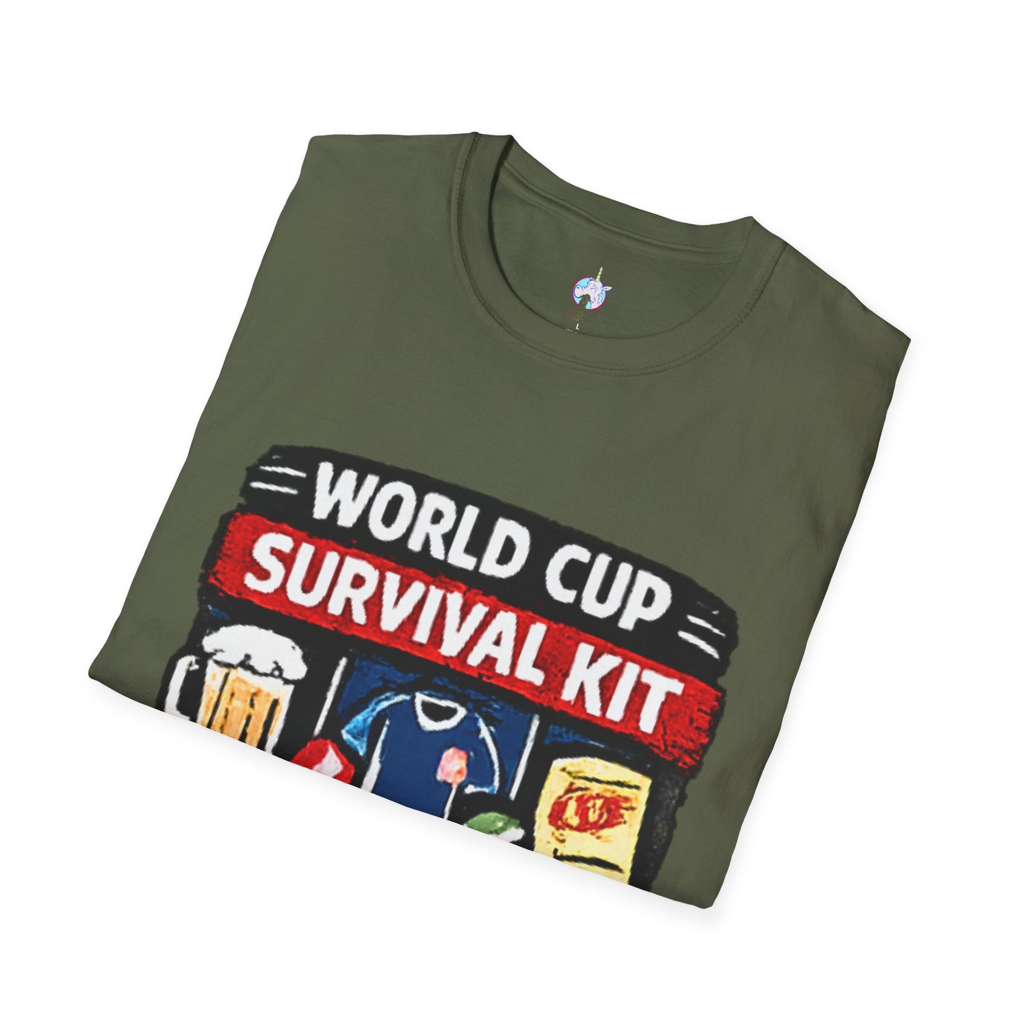 World Cup Survival Kit T-Shirt — Soccer Fan Tee with Beer &amp; Snacks Graphic
