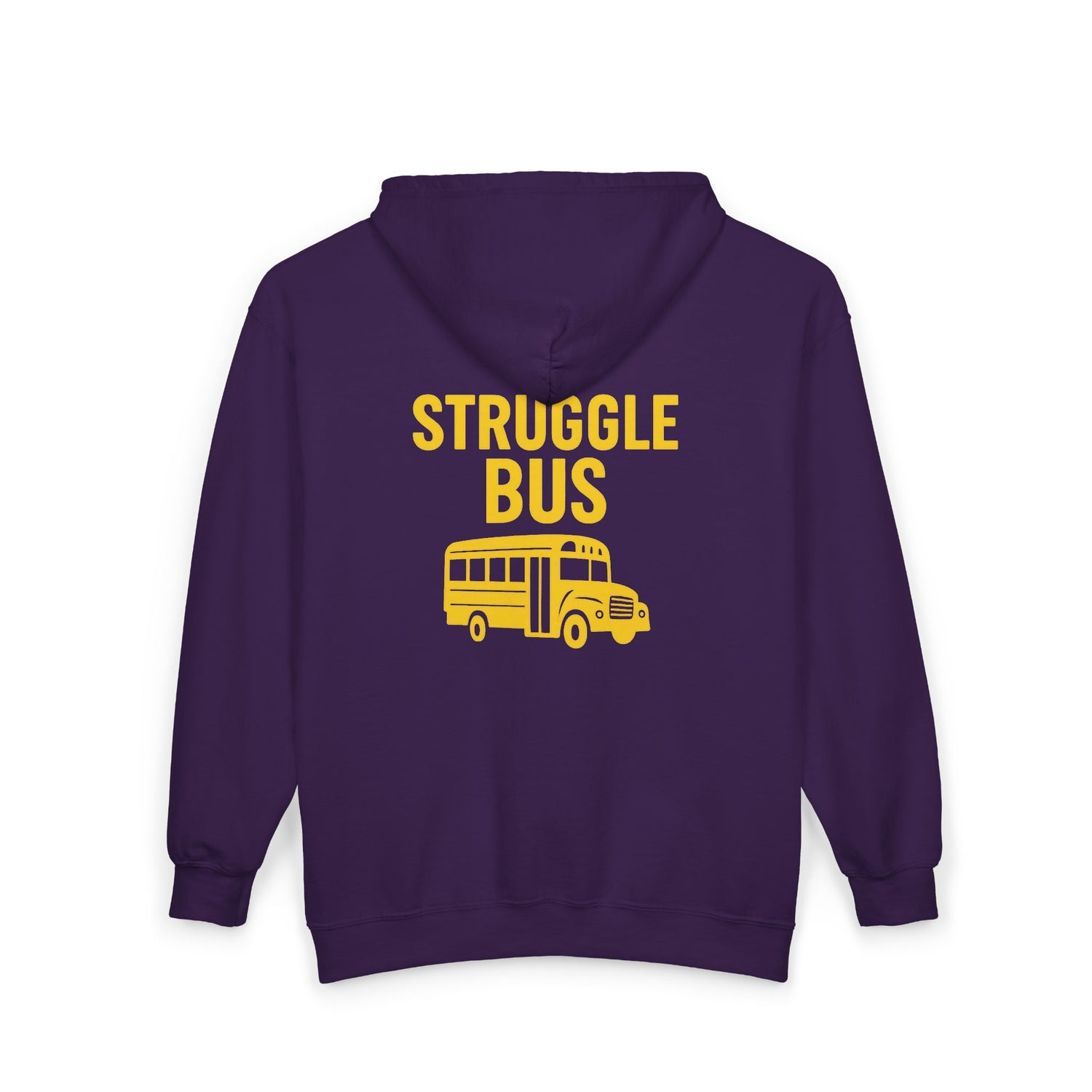 Struggle Bus Zip Hoodie — Funny Retro School Bus Graphic Sweatshirt
