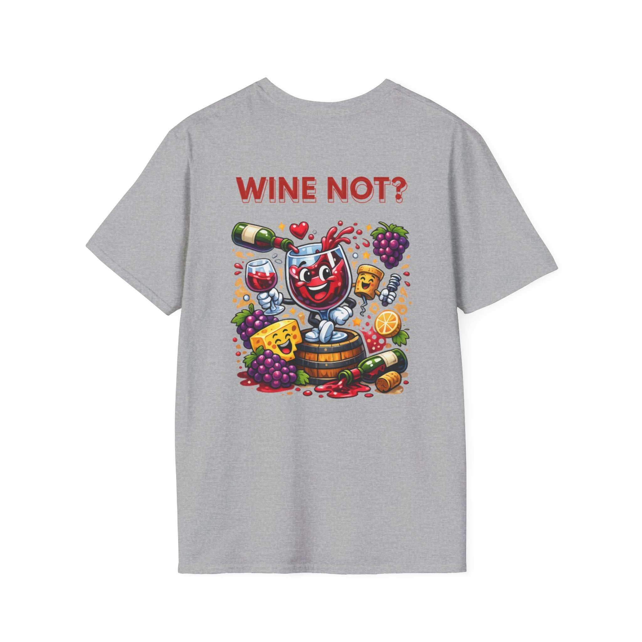 Wine Not? Graphic T-Shirt — Funny Wine Glass &amp; Grapes Tee