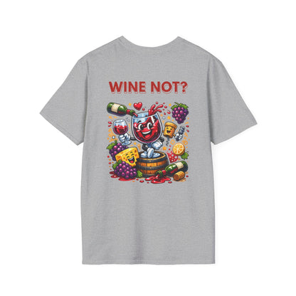 Wine Not? Graphic T-Shirt — Funny Wine Glass &amp; Grapes Tee