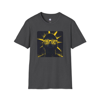 Solar Shades Graphic T-Shirt — Neon Yellow Sun Skull Design