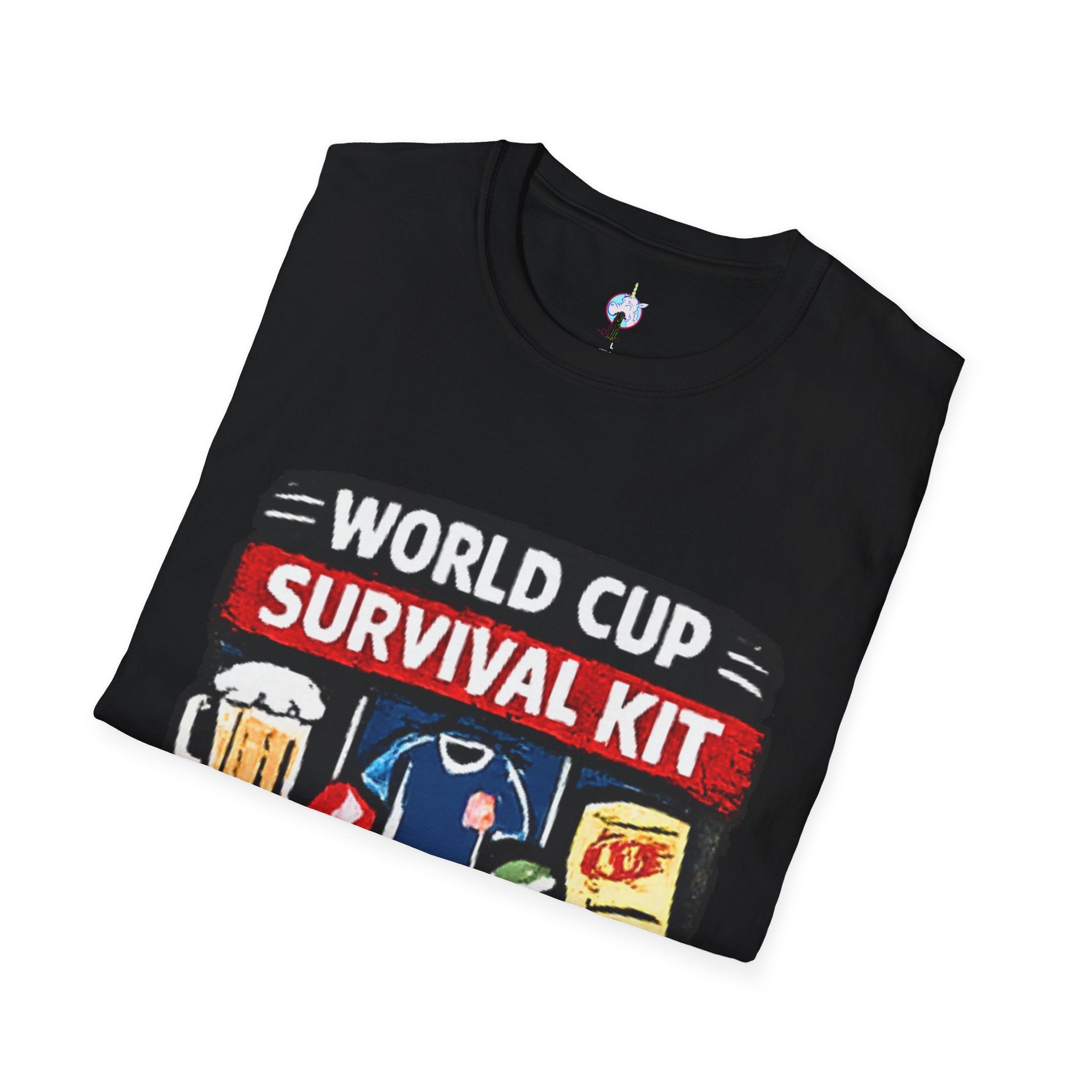 World Cup Survival Kit T-Shirt — Soccer Fan Tee with Beer &amp; Snacks Graphic