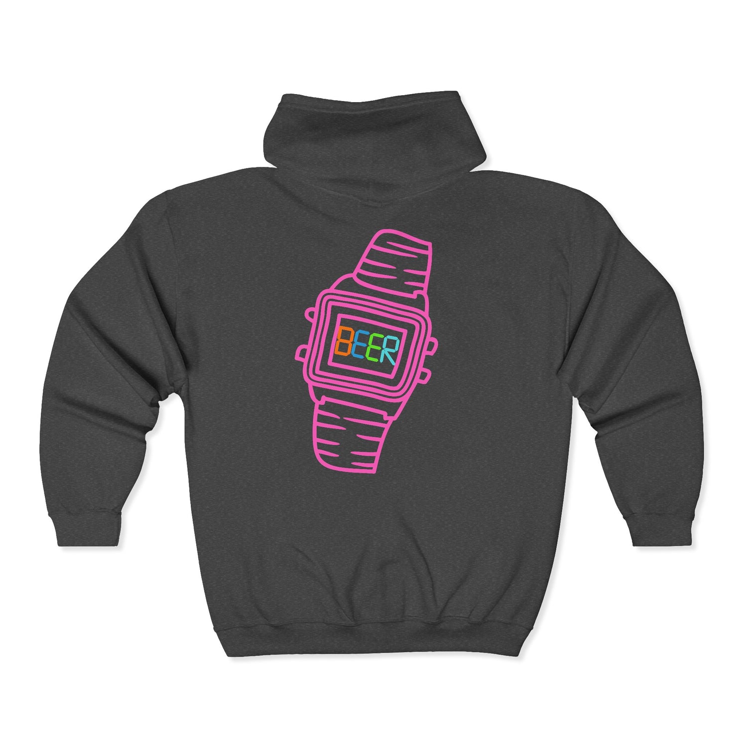 Funny Beer Watch Graphic Zip-Up Hoodie — Party Beer Design