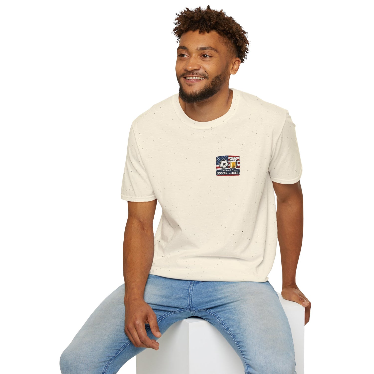 Soccer and Beer T-Shirt — American Flag Soccer Ball &amp; Beer Graphic Tee