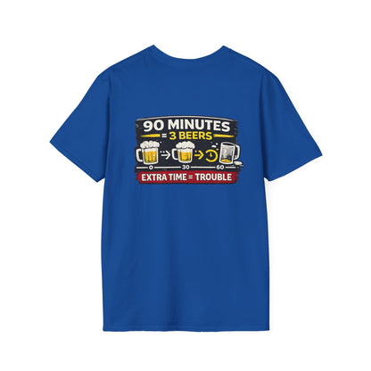 Soccer Fan T-Shirt — "90 Minutes = 3 Beers" Funny Football Game Tee