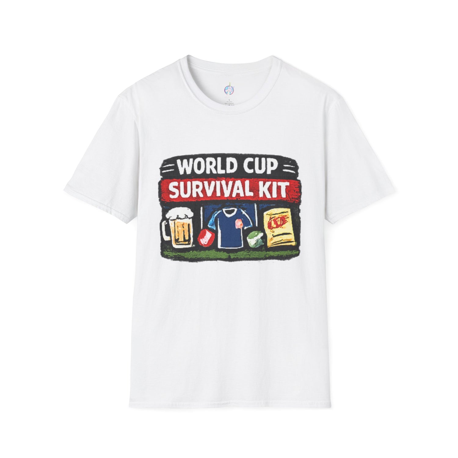 World Cup Survival Kit T-Shirt — Soccer Fan Tee with Beer &amp; Snacks Graphic