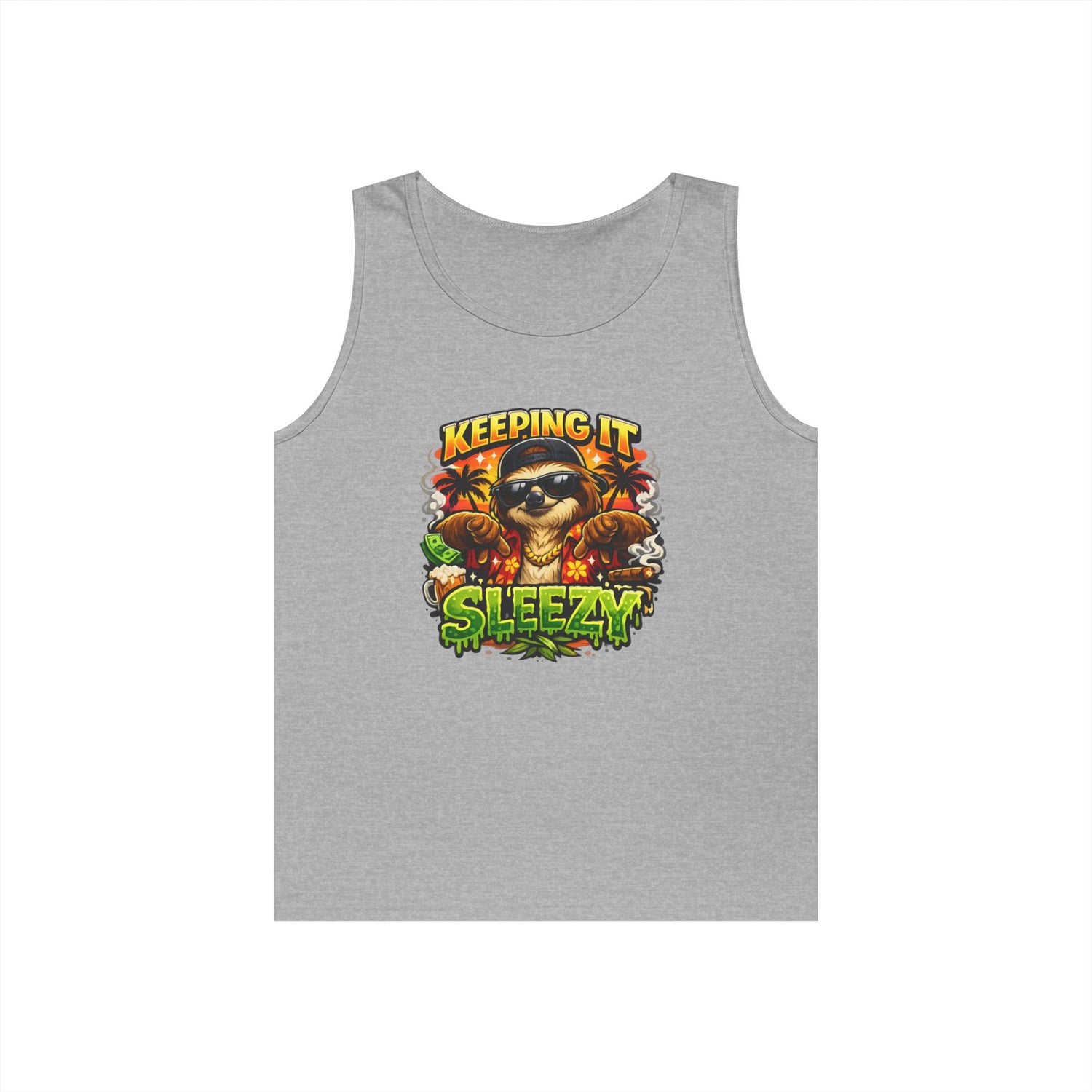 Tank Top — "Keeping It Sleezzy" Tropical Sloth Graphic Tank