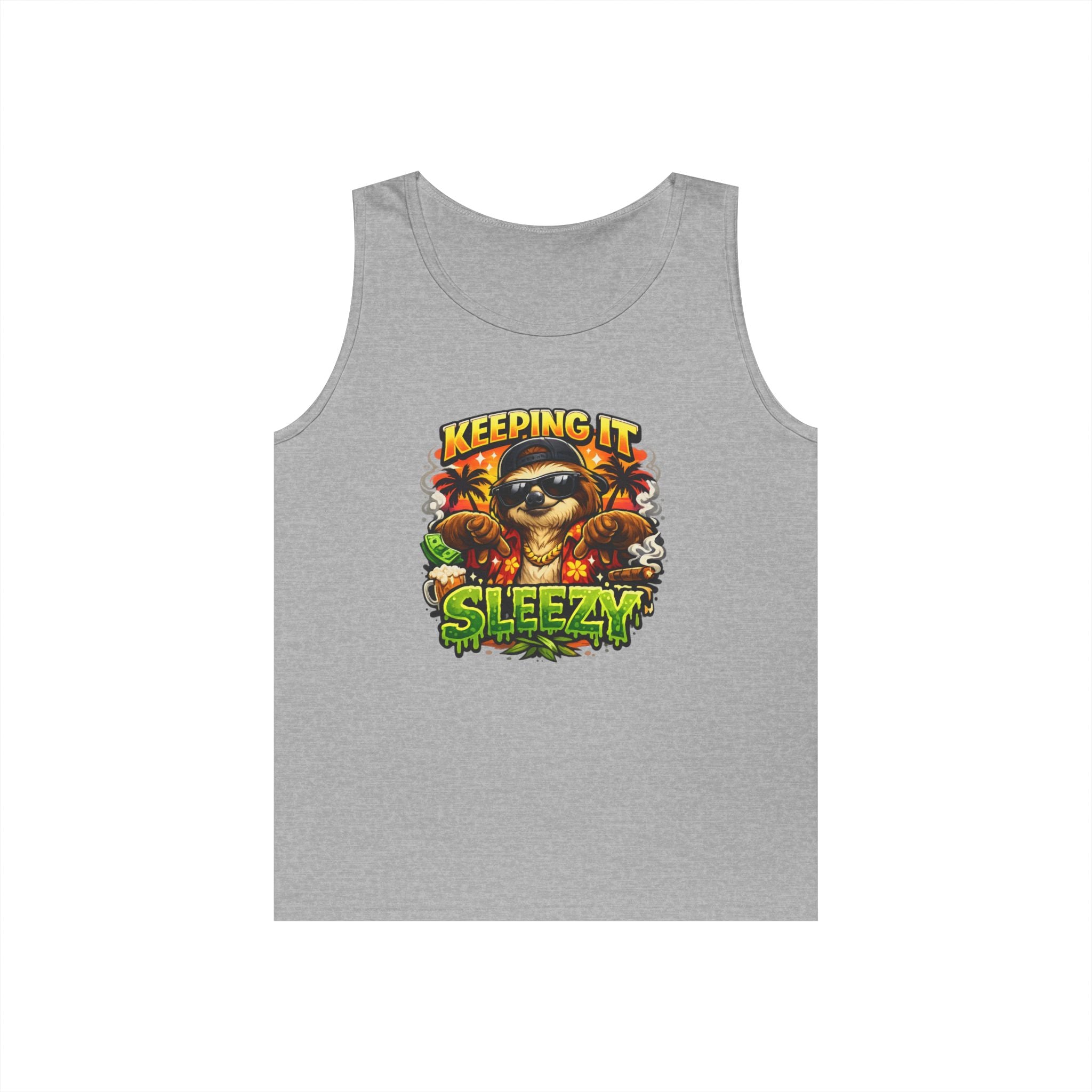 Tank Top — "Keeping It Sleezzy" Tropical Sloth Graphic Tank