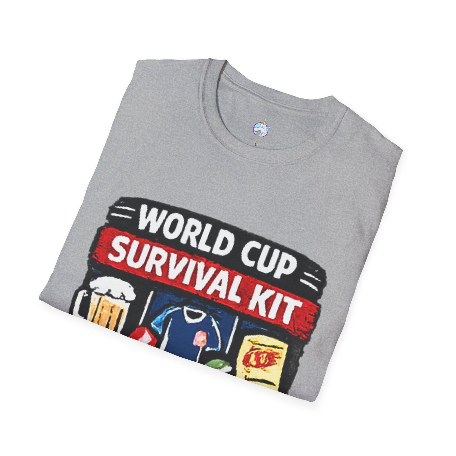 World Cup Survival Kit T-Shirt — Soccer Fan Tee with Beer &amp; Snacks Graphic