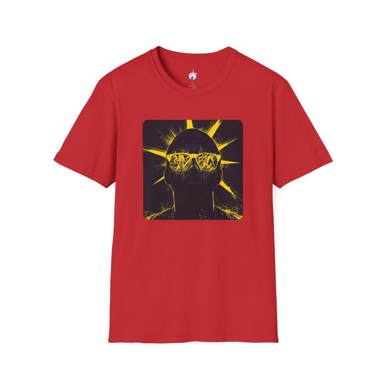 Solar Shades Graphic T-Shirt — Neon Yellow Sun Skull Design