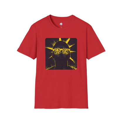 Solar Shades Graphic T-Shirt — Neon Yellow Sun Skull Design