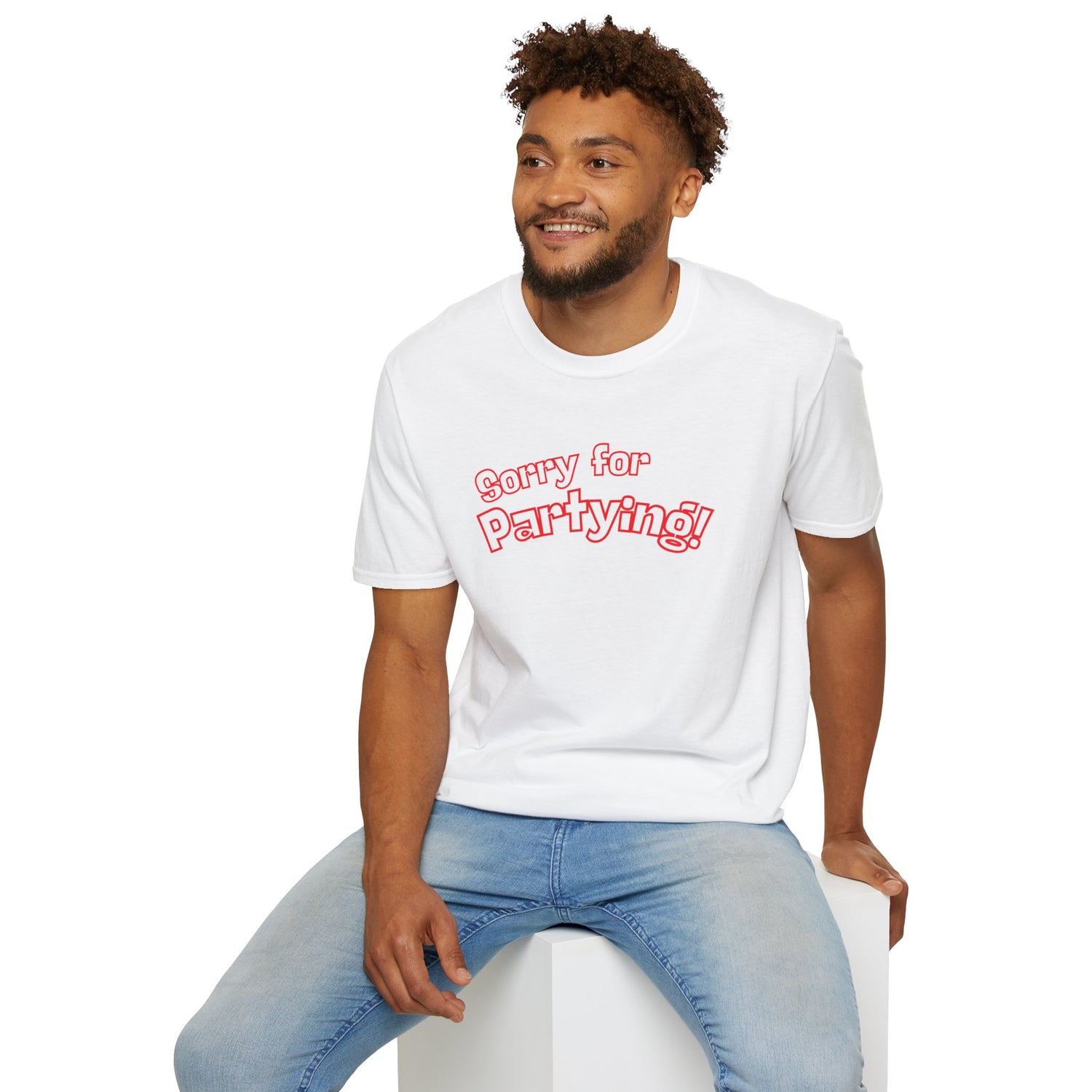 Sorry for Partying! Graphic T-Shirt — Funny Retro Pink Text Tee