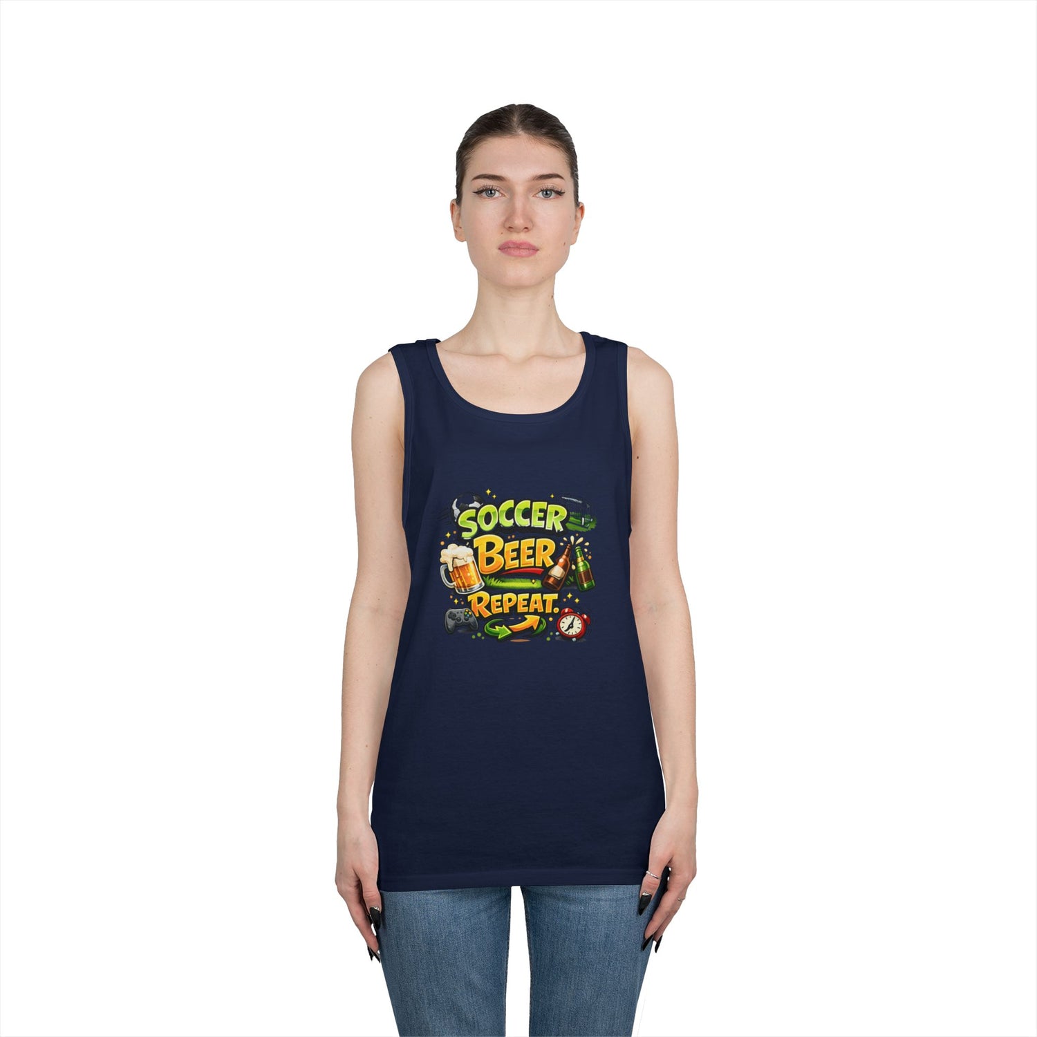 Soccer Beer Repeat Funny Tank Top