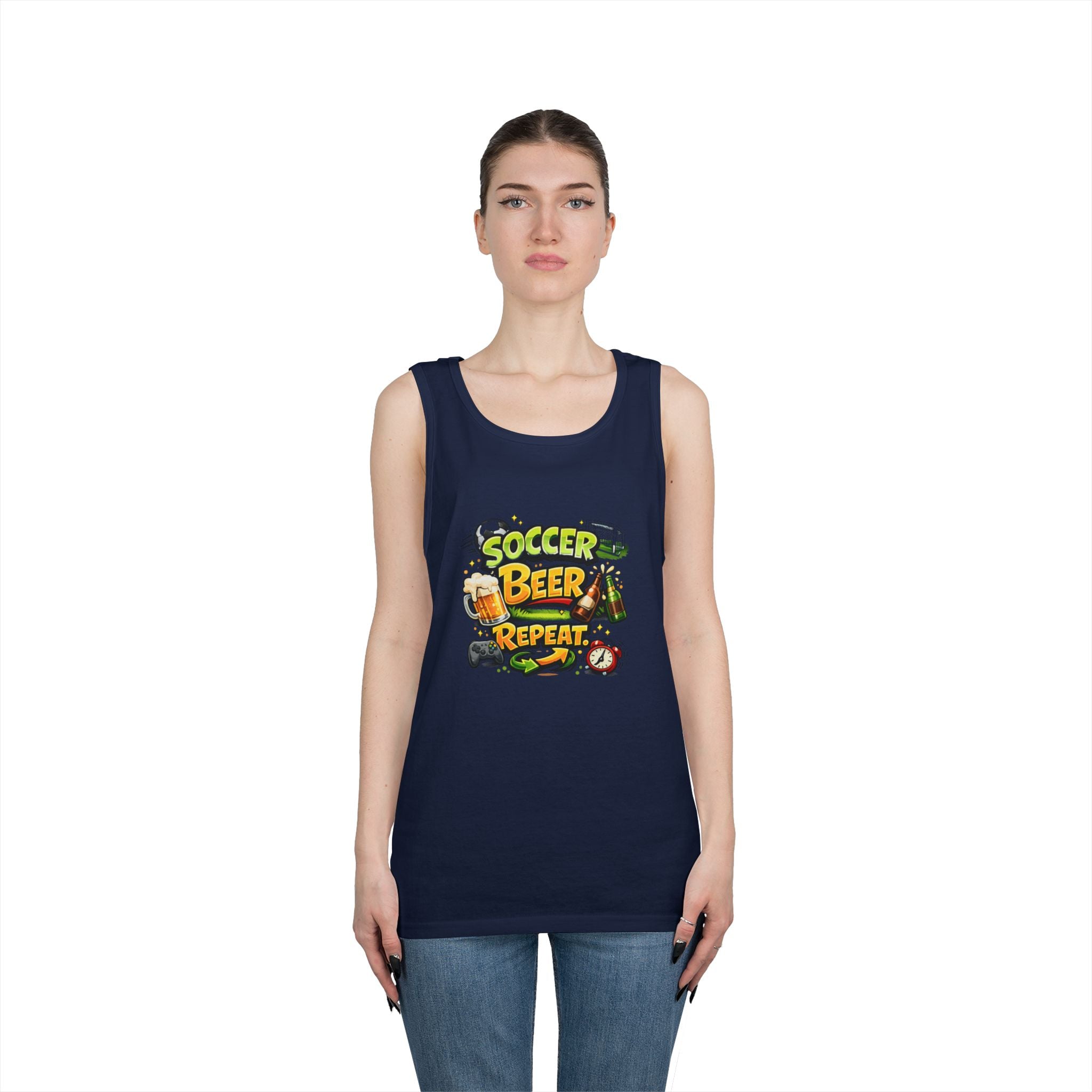 Soccer Beer Repeat Funny Tank Top