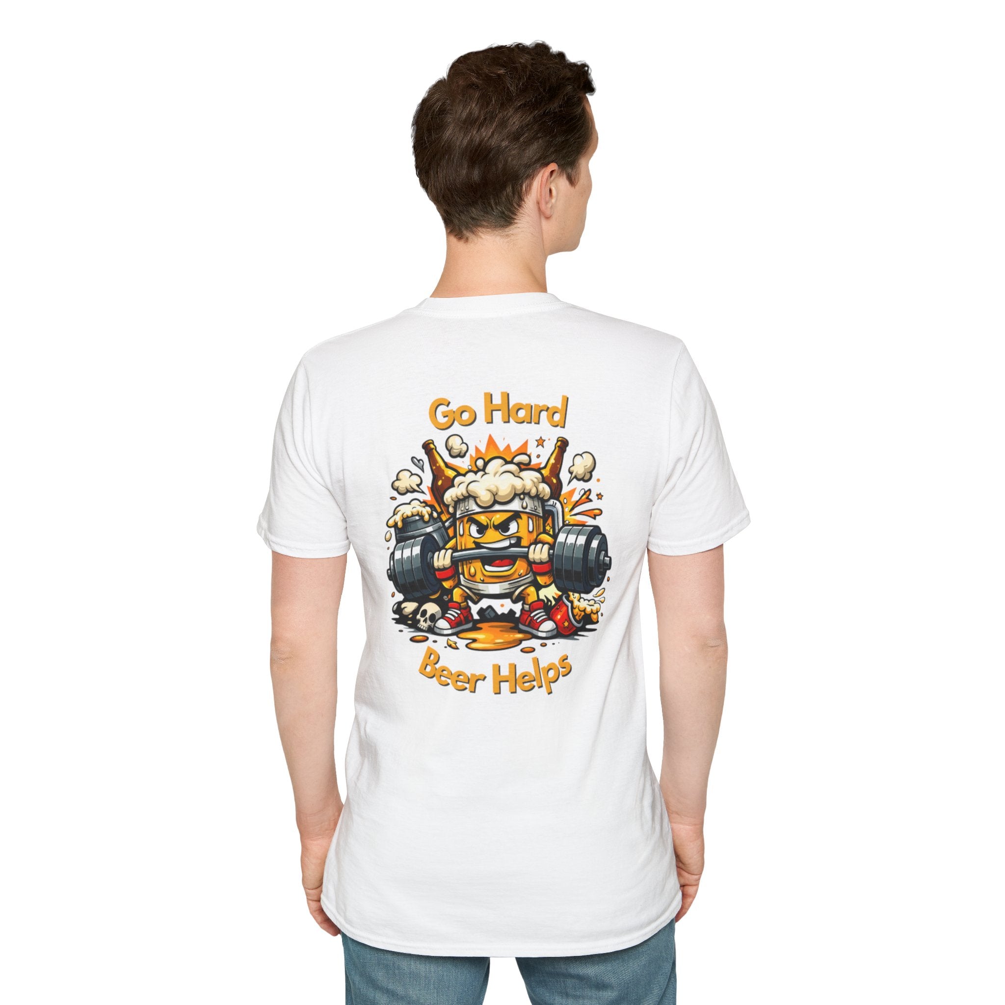Go Hard Beer Helps T-Shirt — Funny Gym Beer Fitness Graphic Tee