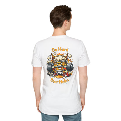 Go Hard Beer Helps T-Shirt — Funny Gym Beer Fitness Graphic Tee