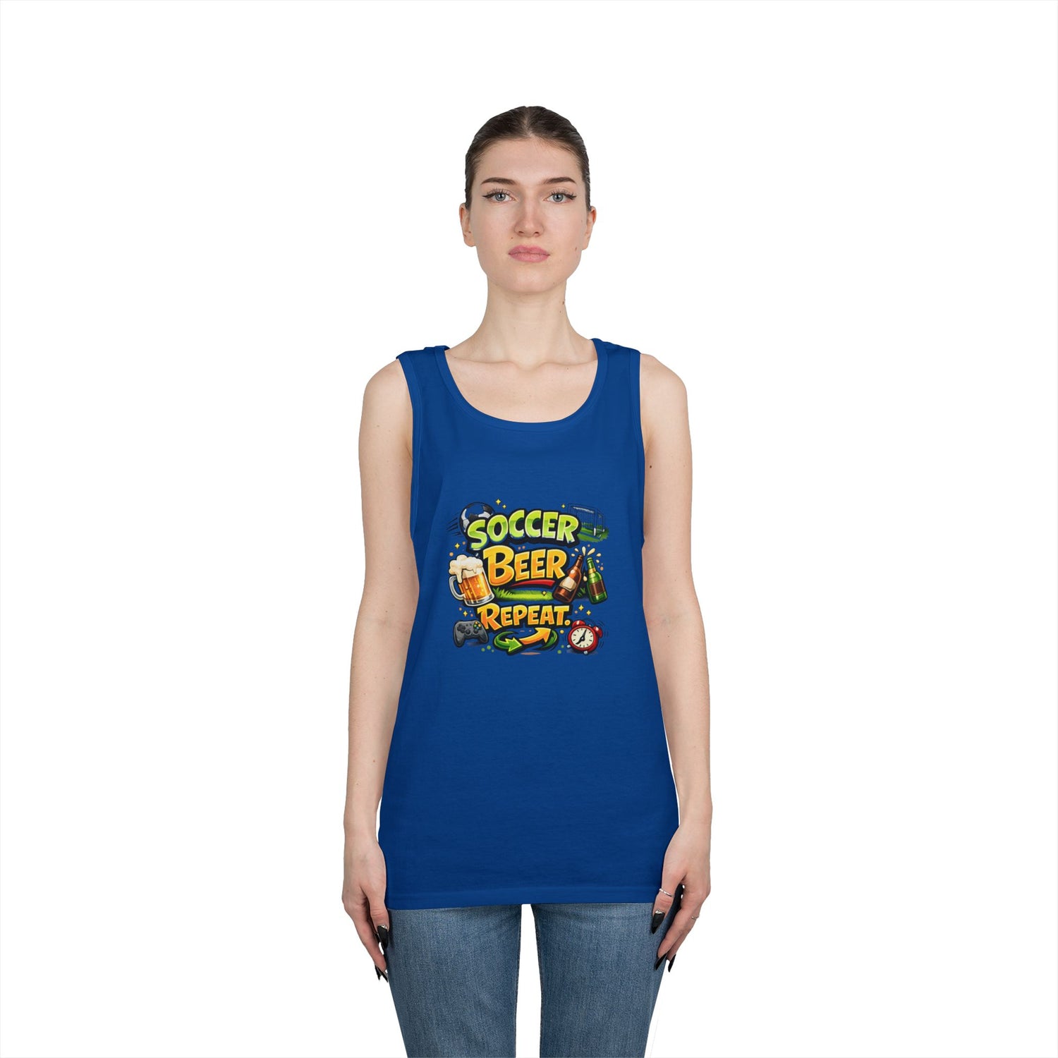 Soccer Beer Repeat Funny Tank Top