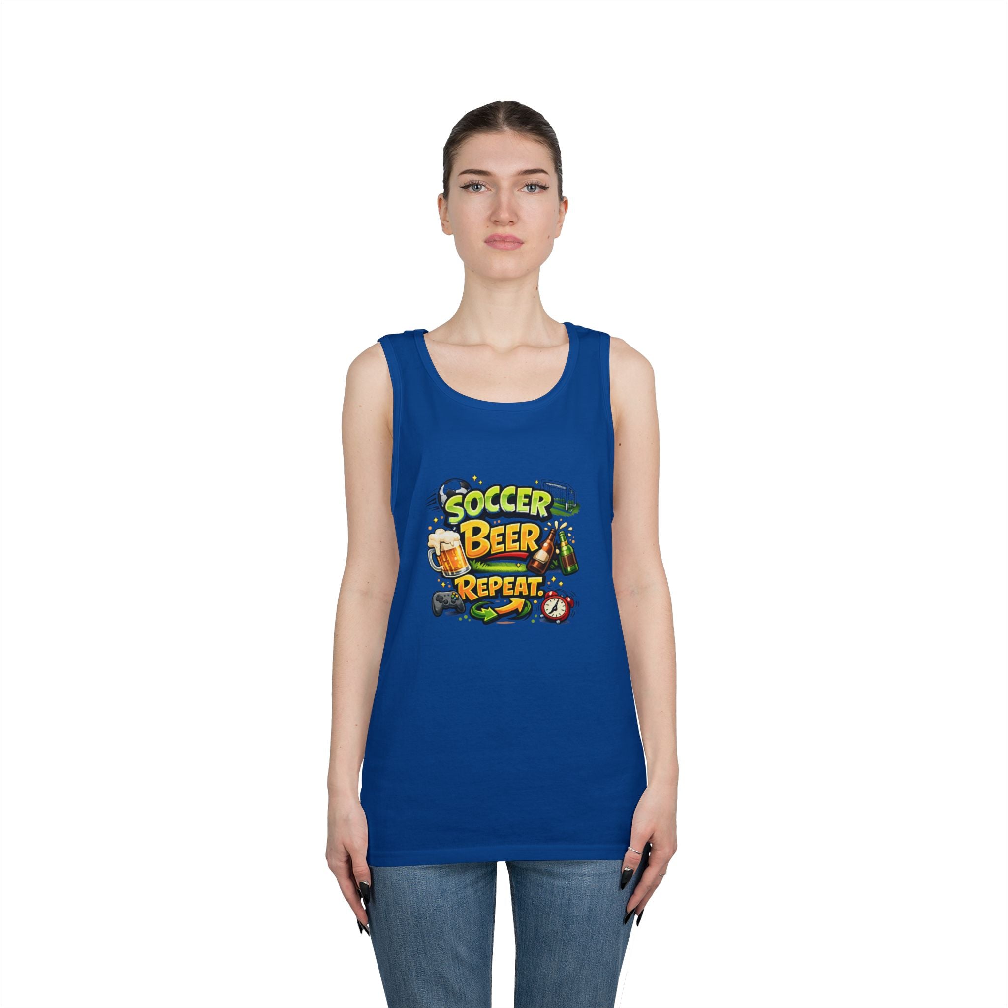 Soccer Beer Repeat Funny Tank Top