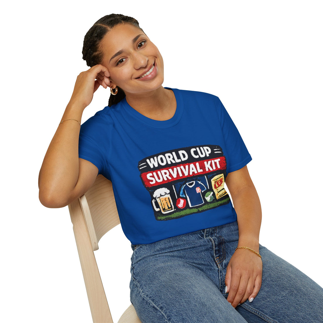 World Cup Survival Kit T-Shirt — Soccer Fan Tee with Beer &amp; Snacks Graphic