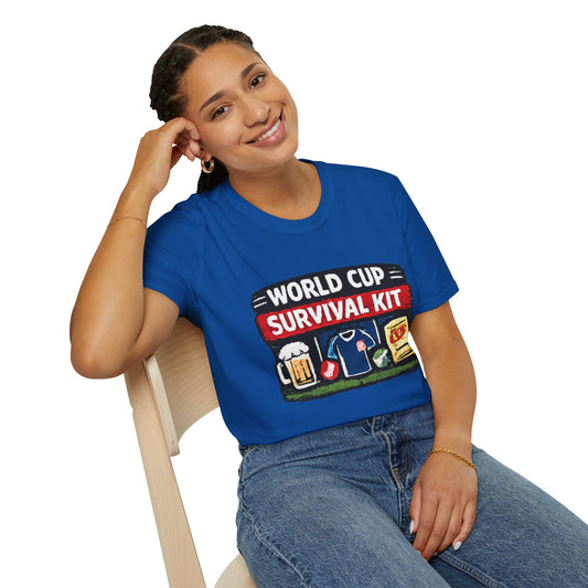 World Cup Survival Kit T-Shirt — Soccer Fan Tee with Beer & Snacks Graphic