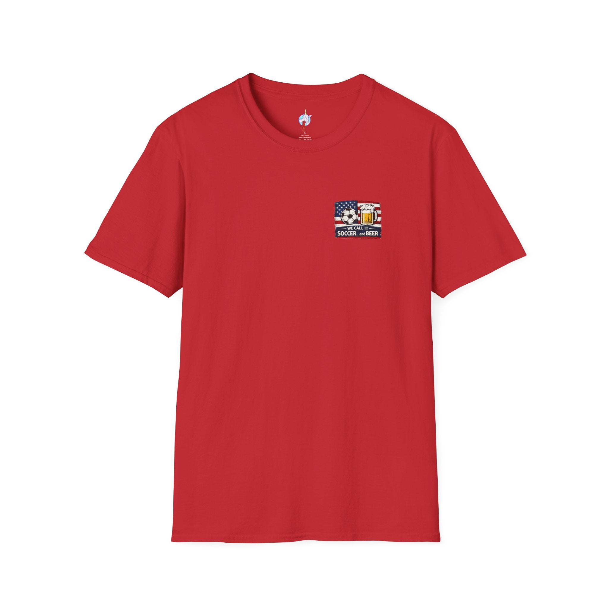Soccer and Beer T-Shirt — American Flag Soccer Ball &amp; Beer Graphic Tee