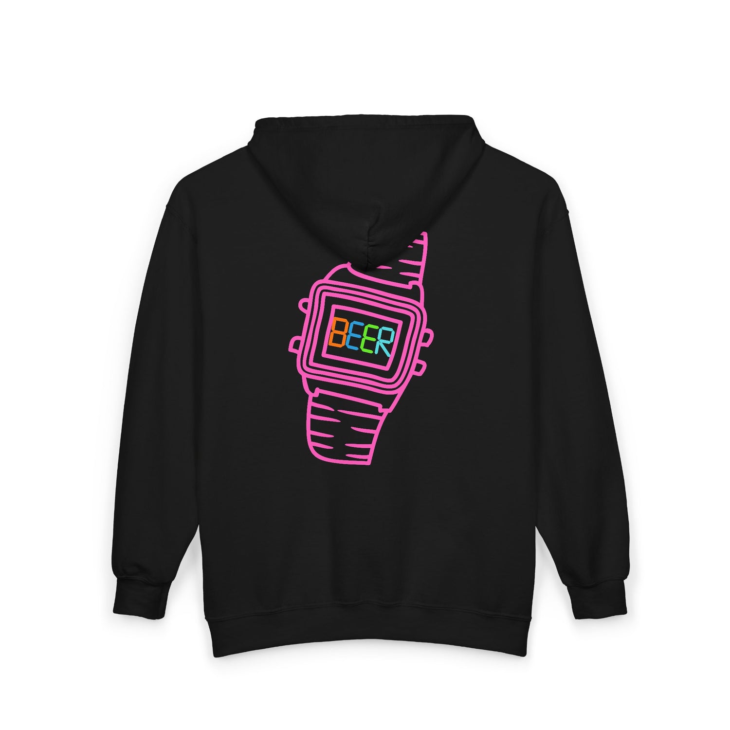 Funny Beer Watch Graphic Zip-Up Hoodie — Party Beer Design