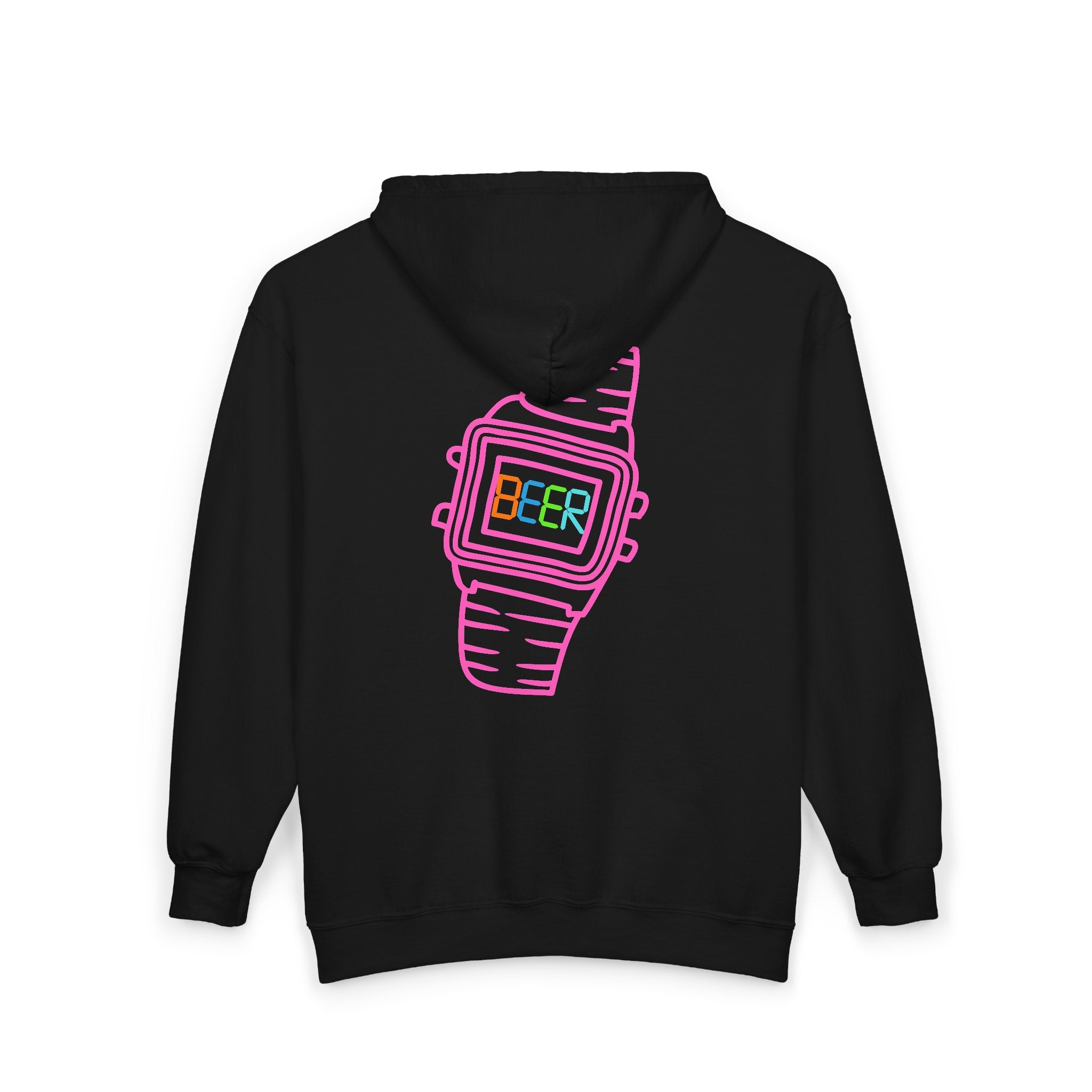 Funny Beer Watch Graphic Zip-Up Hoodie — Party Beer Design