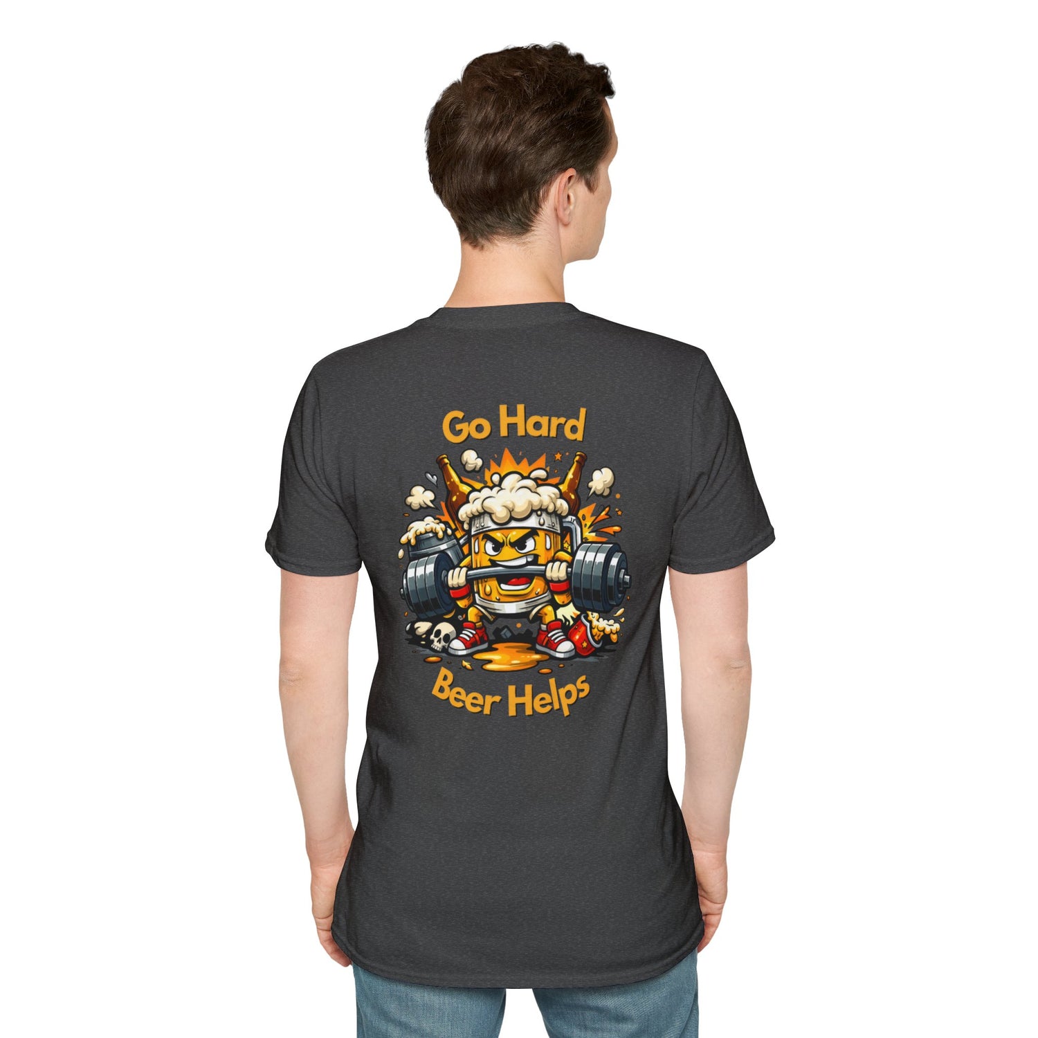 Go Hard Beer Helps T-Shirt — Funny Gym Beer Fitness Graphic Tee