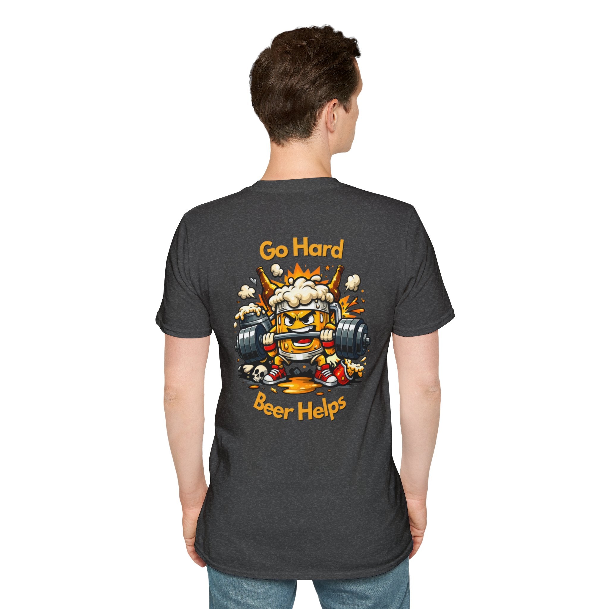 Go Hard Beer Helps T-Shirt — Funny Gym Beer Fitness Graphic Tee
