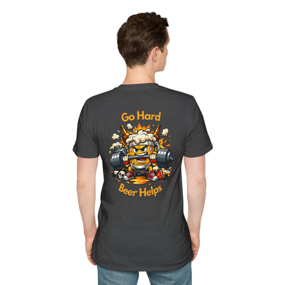 Go Hard Beer Helps T-Shirt — Funny Gym Beer Fitness Graphic Tee