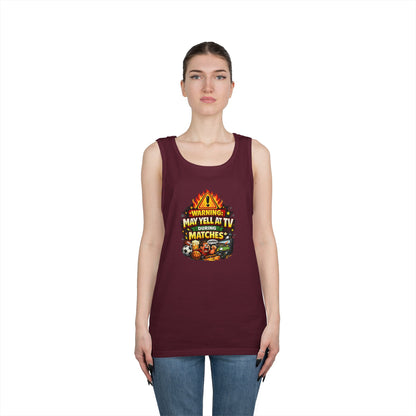 Warning May Yell At TV During Matches Funny Tank Top