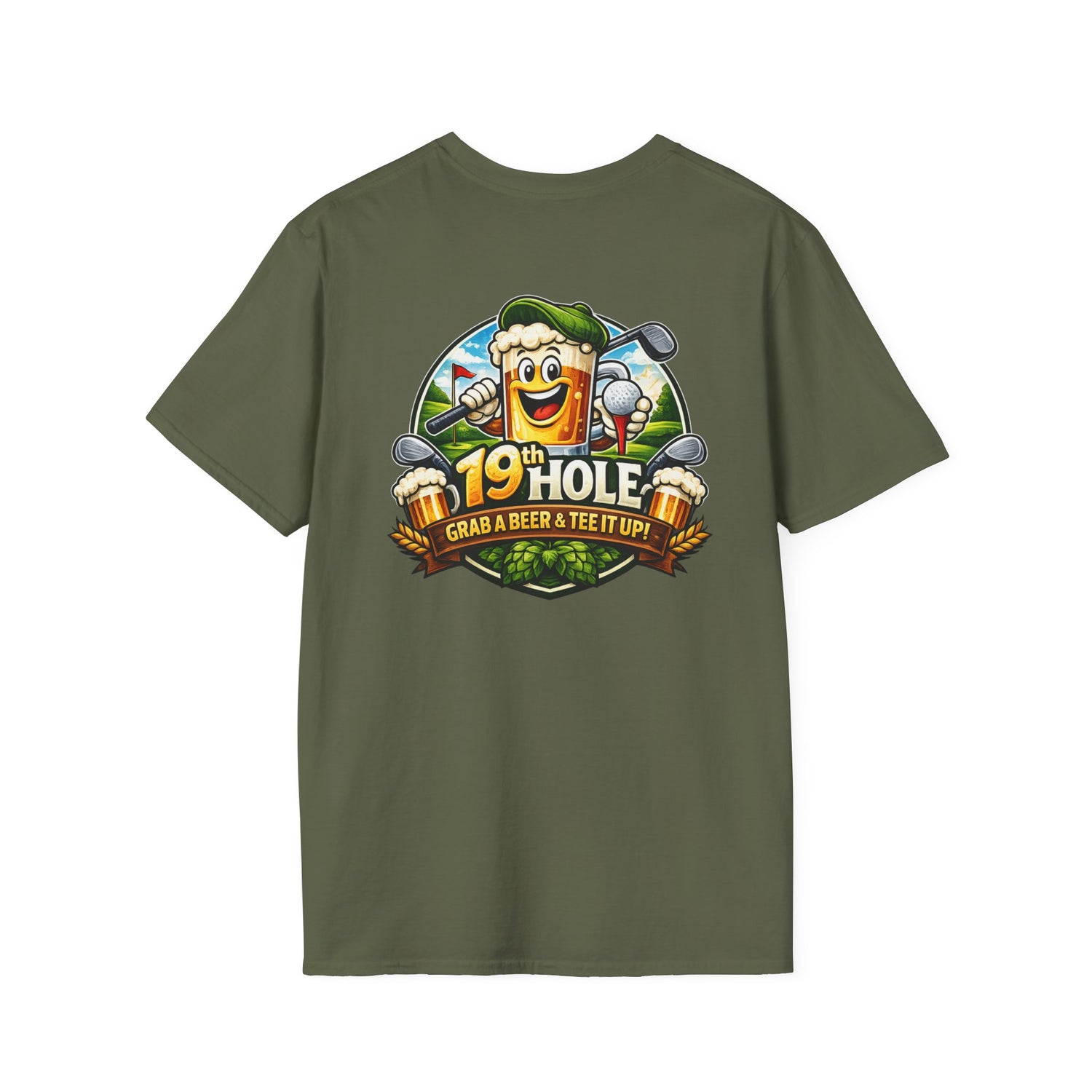 19th Hole Golf T-Shirt — "Grab a Beer &amp; Tee It Up" Vintage Golfing Tee