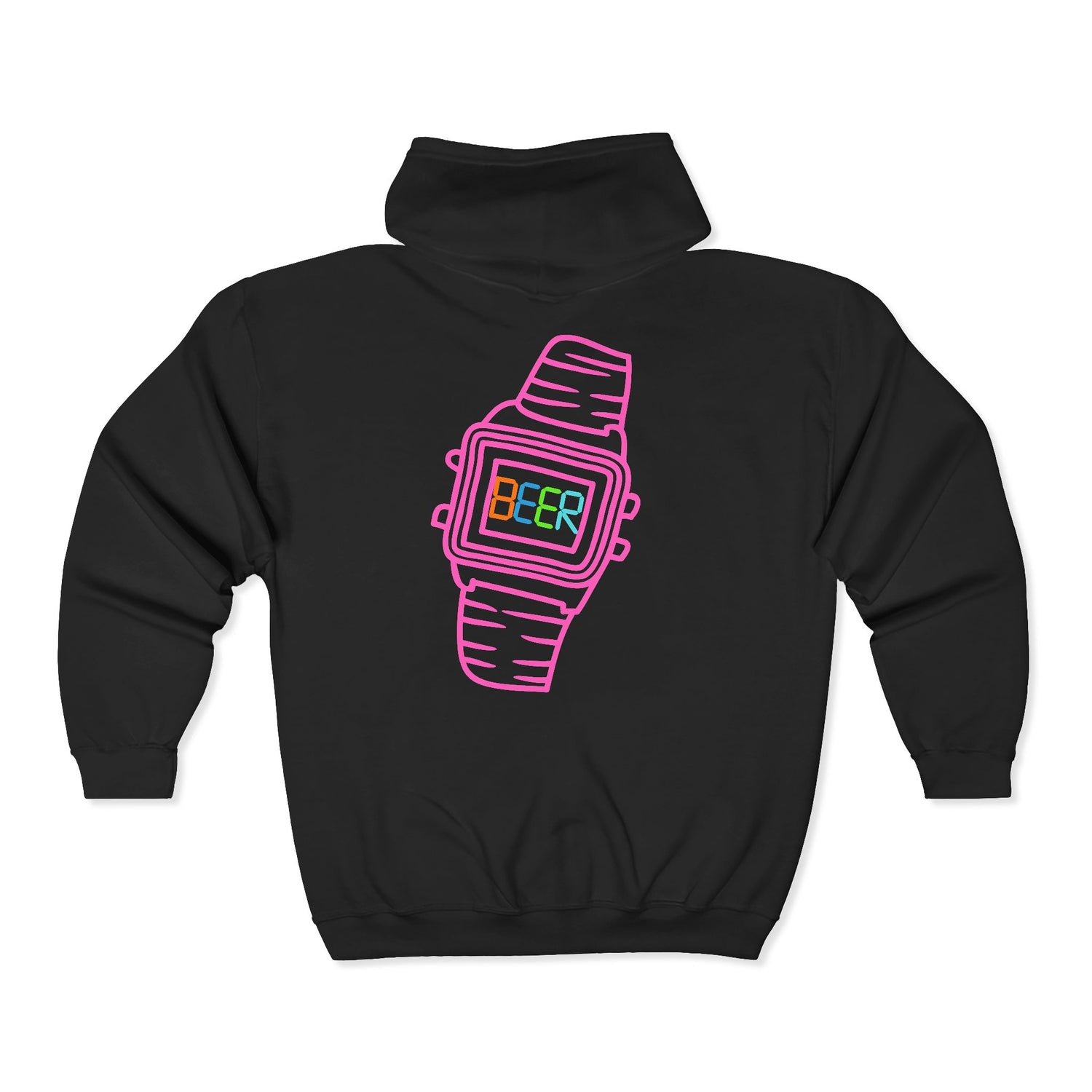 Funny Beer Watch Graphic Zip-Up Hoodie — Party Beer Design