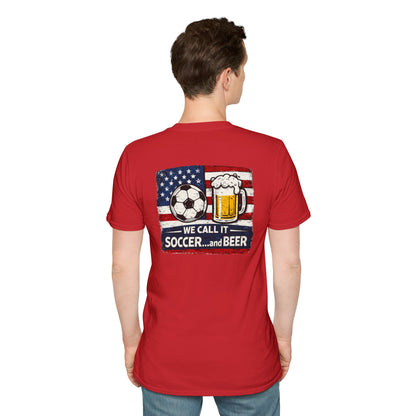 Soccer and Beer T-Shirt — American Flag Soccer Ball &amp; Beer Graphic Tee