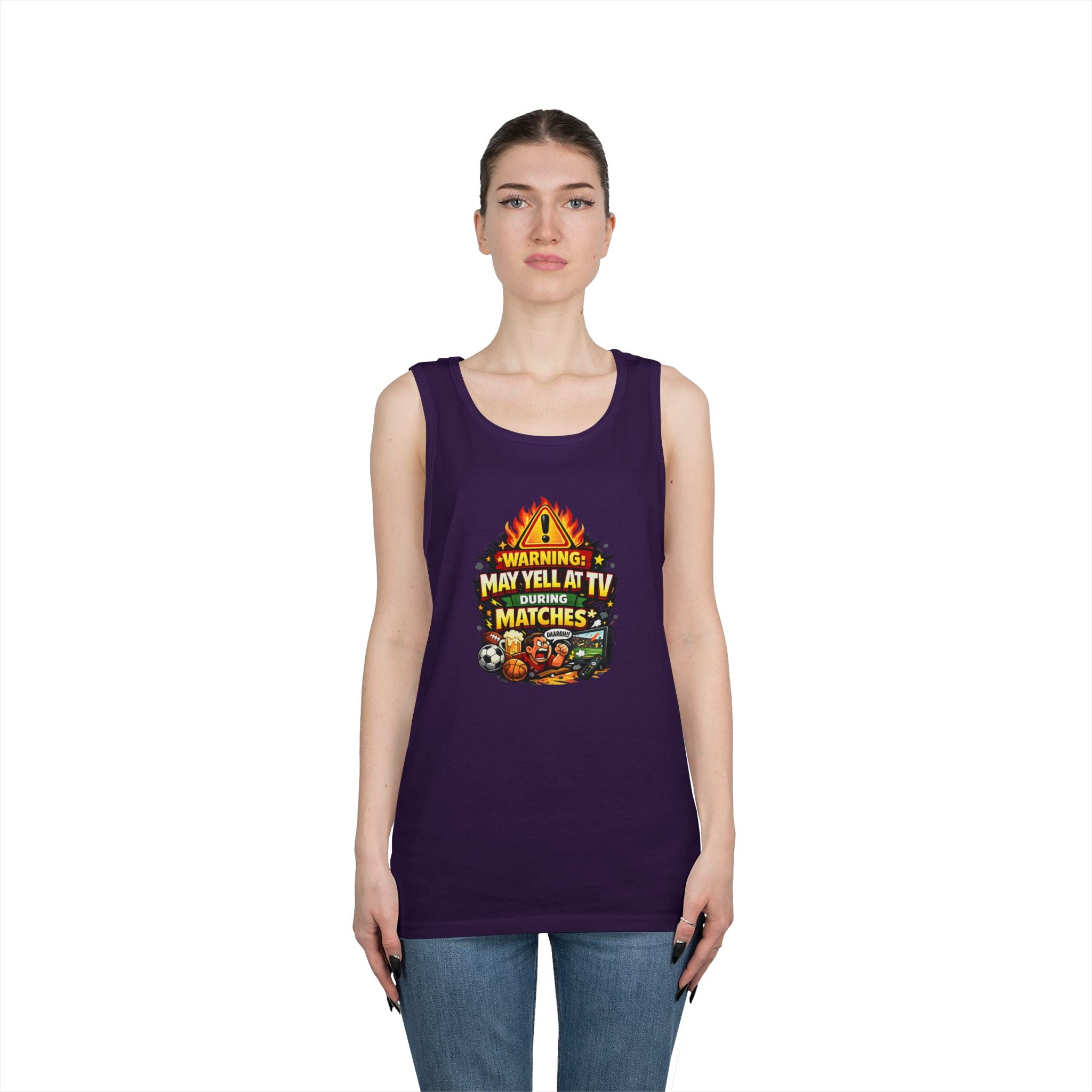 Warning May Yell At TV During Matches Funny Tank Top