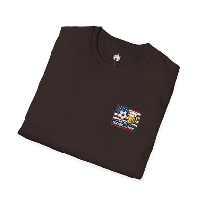 Soccer and Beer T-Shirt — American Flag Soccer Ball &amp; Beer Graphic Tee
