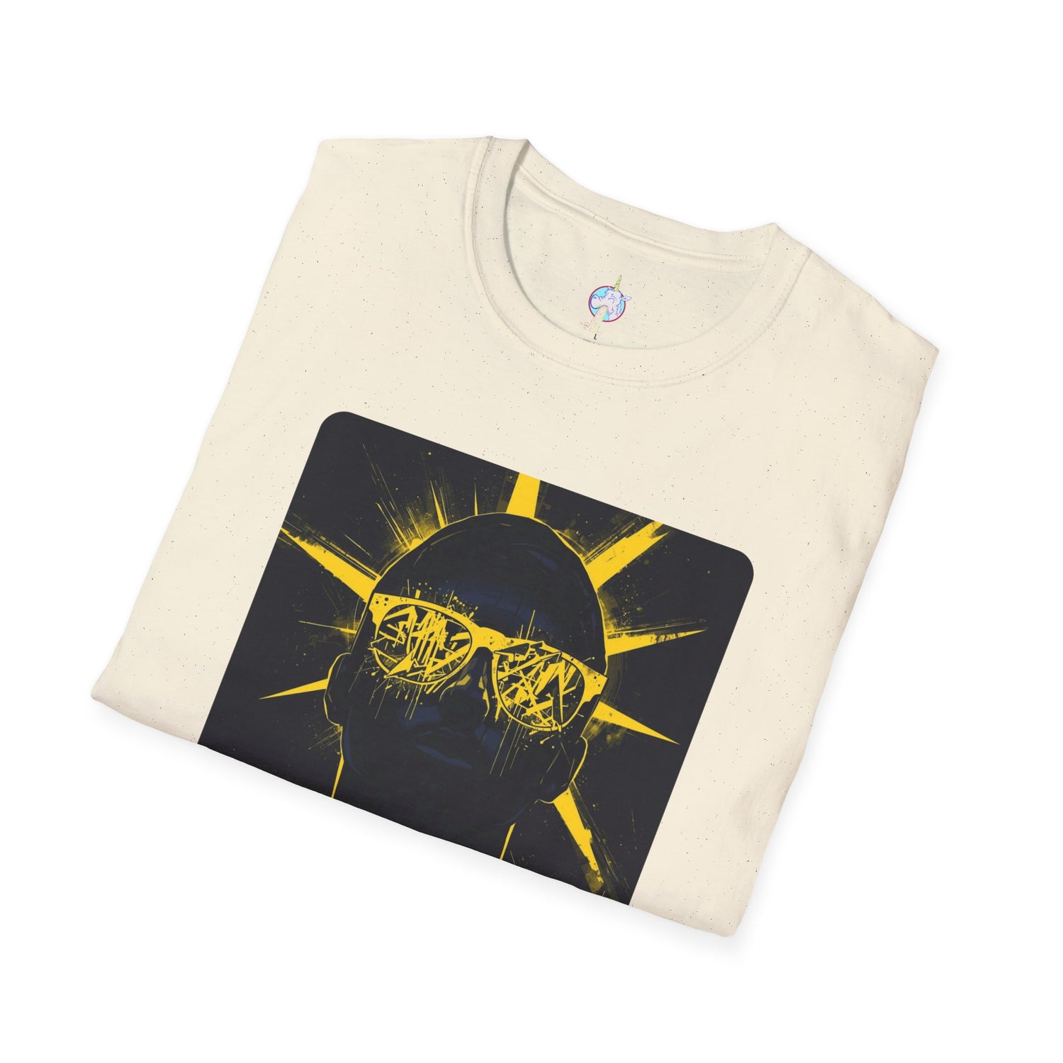 Solar Shades Graphic T-Shirt — Neon Yellow Sun Skull Design