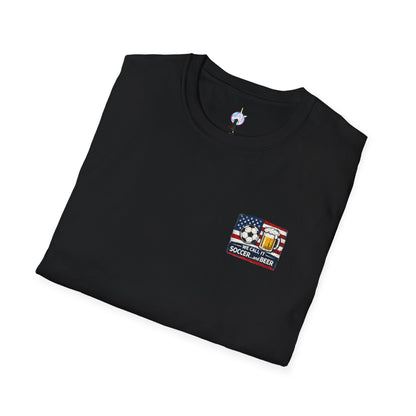 Soccer and Beer T-Shirt — American Flag Soccer Ball &amp; Beer Graphic Tee
