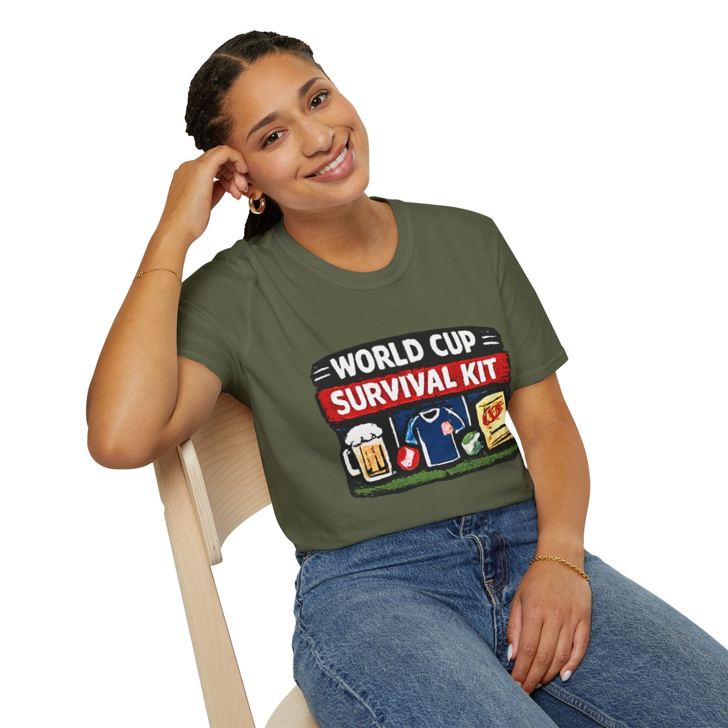 World Cup Survival Kit T-Shirt — Soccer Fan Tee with Beer &amp; Snacks Graphic