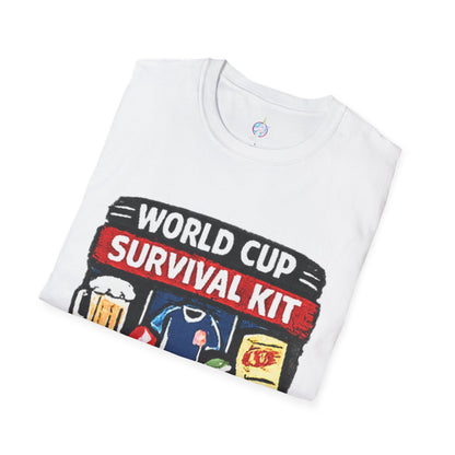 World Cup Survival Kit T-Shirt — Soccer Fan Tee with Beer &amp; Snacks Graphic