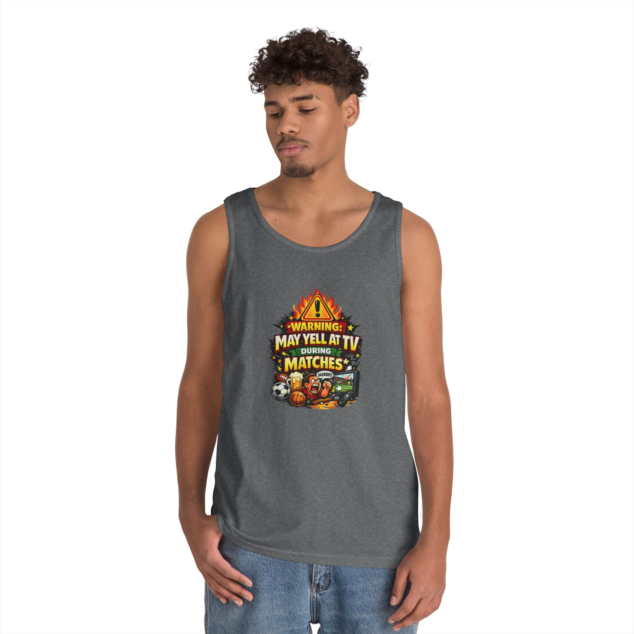 Warning May Yell At TV During Matches Funny Tank Top