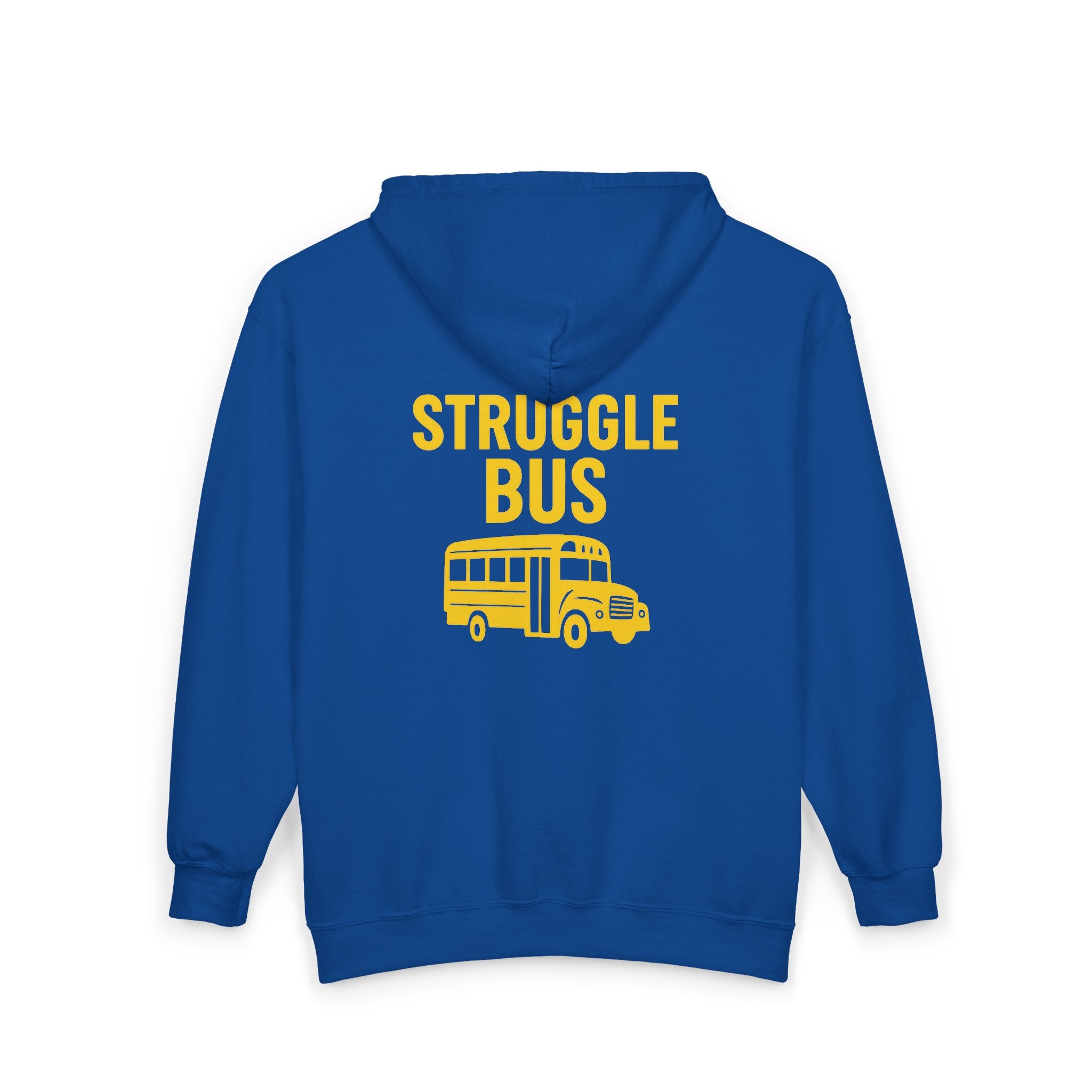 Struggle Bus Zip Hoodie — Funny Retro School Bus Graphic Sweatshirt