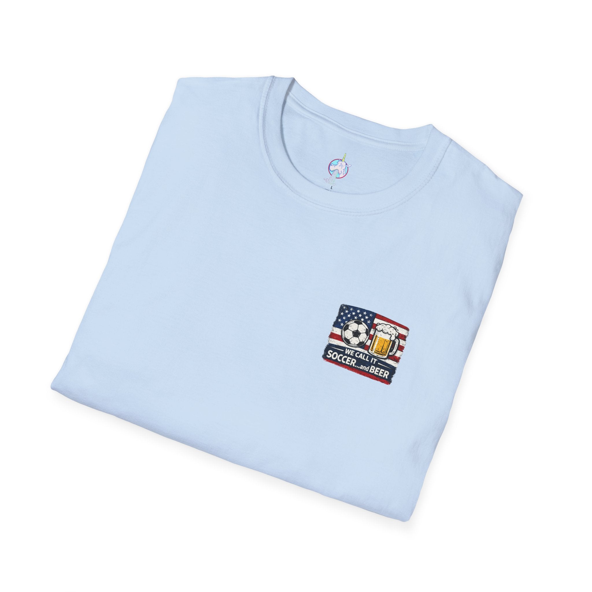 Soccer and Beer T-Shirt — American Flag Soccer Ball &amp; Beer Graphic Tee