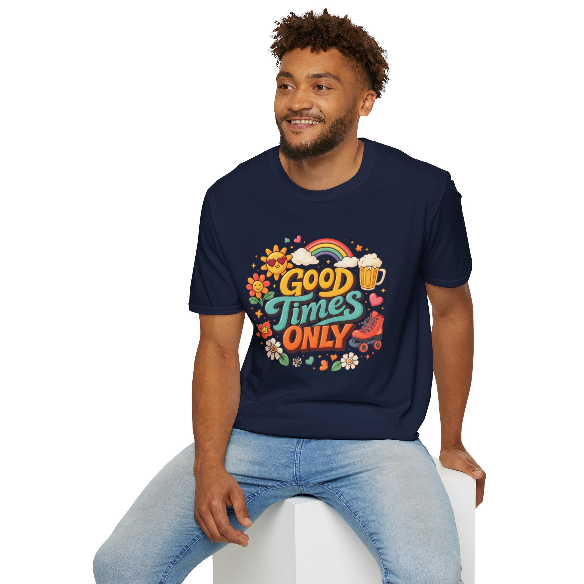 Good Times Only T-Shirt — Retro Roller &amp; Sunshine Graphic Tee