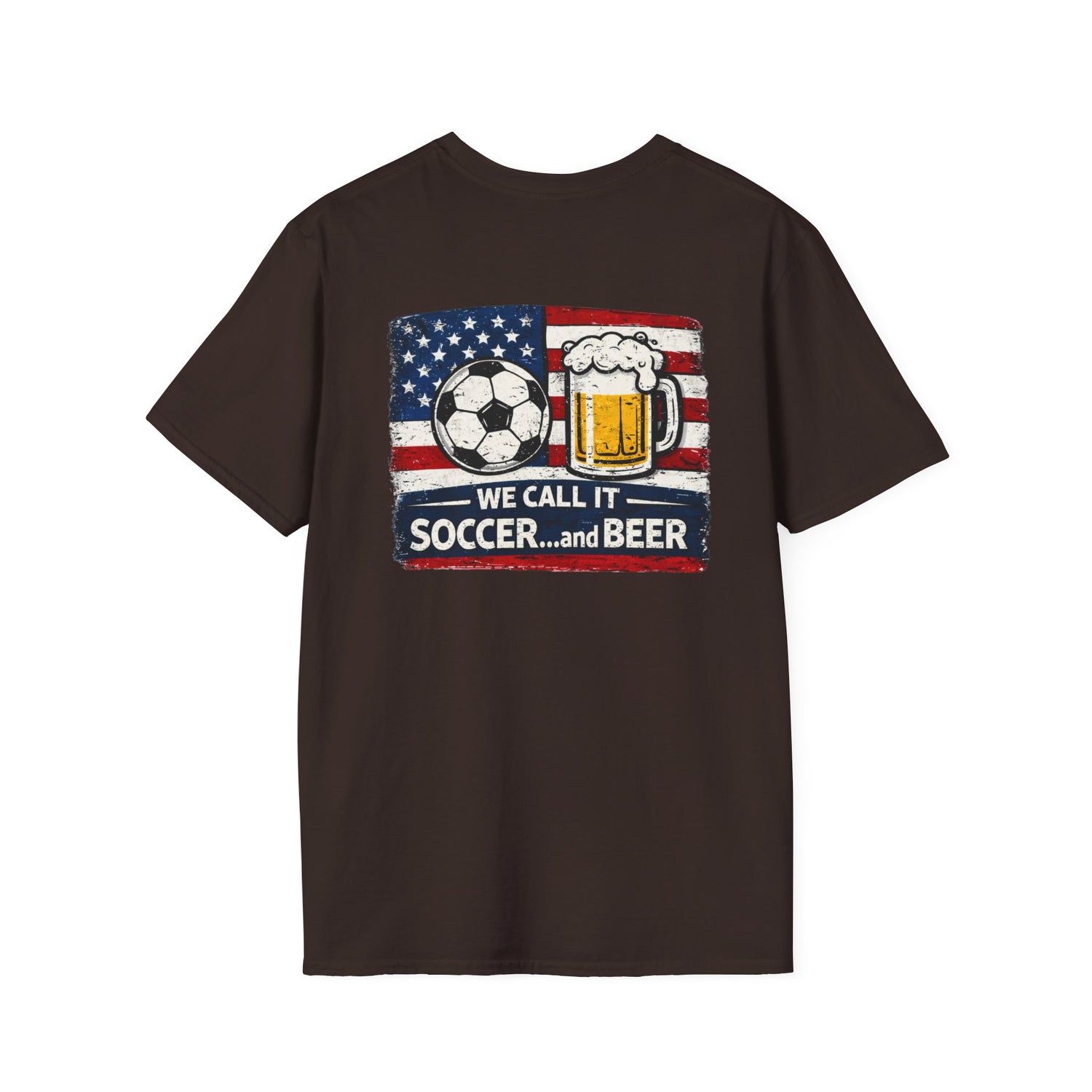 Soccer and Beer T-Shirt — American Flag Soccer Ball &amp; Beer Graphic Tee