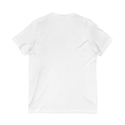 Back view of a plain white Crooked Unicorn Shirts V-neck cotton tee with a clean, minimalist design.